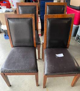 lot 12 image: Lot of 4 Faux Leather Kitchen Table Chairs