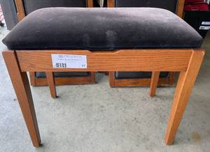 lot 17 image: Piano Bench with Brown Velour Top 