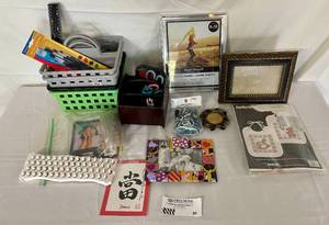 lot 20 image: Lot of Art Supplies, Cross Stitch Pattern, Craft Supplies and Picture Frames