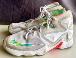 lot 48 image: NIKE Lebron James Youth High Top Basketball Shoes size 6