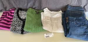 lot 115 image: Lot of Womens Size XL, 1X, 16 Clothes-Sweaters Jeans and More