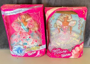 lot 123 image: Lot of 2 Vintage Happy Birthday Barbie Dolls in Box