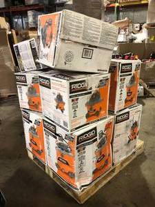 Pallet of Ridgid WetDry Shop Vacs Various Sizes and Conditions  Customer Returns See Pictures