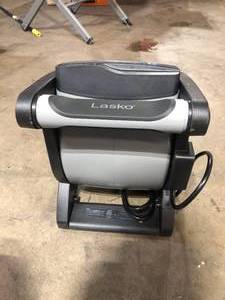 Lasko 11.2 in. 3 Speeds Blower Fan in Gray with Carry Handle, Circuit Breaker, Power Outlets, High Velocity Utility Pivoting   Customer Returns See Pictures