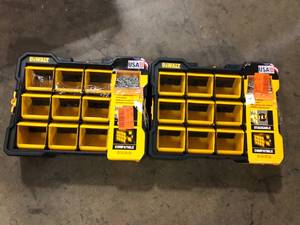 Lot of 2 DEWALT Plastic 12-Compartment Small Parts Organizer Flip Bin  Customer Returns See Pictures