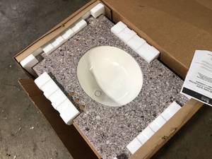 Home Decorators Collection 31 in. W x 22 in. D Engineered stone composite White Round Single Sink Vanity Top in Mineral Gray Customer Returns See Pictures