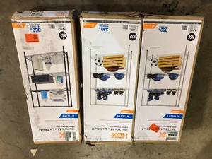 Lot of 3  HDX 4-Tier Steel Wire Shelving Unit in Black (36 in. W x 54 in. H x 14 in. D) Customer Returns See Picture