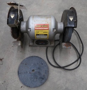 lot 74 image: SHOP KING 8 BENCH GRINDER WITH EXTRA STONE