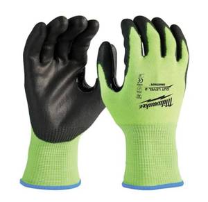 lot 34 image: MILWAUKEE Large High Visibility Level 2 Cut Resistant Polyurethane Dipped Work Gloves