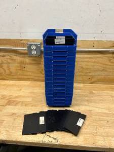 lot 63 image: QUANTUM STORAGE SYSTEMS Lot of 15 Parts Bins (QSB 102) with Some Dividers