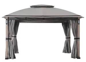 lot 7 image: SUNJOY SummerCove Monterey Park 10 ft. x 13 ft. Gray 2-Tier Gazebo with LED Lighting and Bluetooth Sound