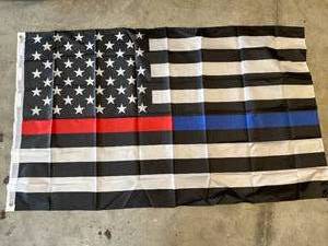 Fire  Police Blue Red Line Flag 3x5