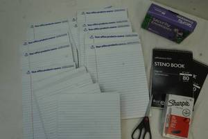 19 - notebooks & 2- 6x9 note bads, Sharpie Markers, Envelopes