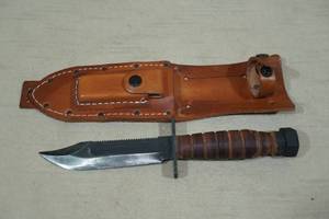 Camillus Knife with Leather Wrapped Handle and Sheath