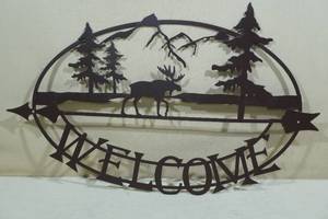 Metal Cabin Themed Welcome Sign