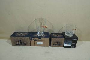 4 Lucky Shot Drinking Glasses with Embedded Bullet -2 Pint & 2 Whiskey