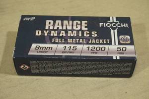 50 Fiocchi 9mm Luger 115 Gr FMJ Ammo