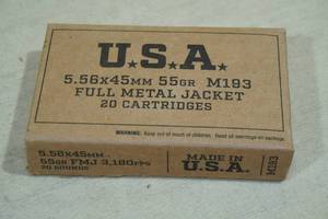 20 USA 5.56x45mm 55 Gr FMJ Ammo
