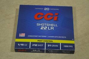 20 CCI 22 LR 31 Gr 12 Shot Pest Control Shotshells