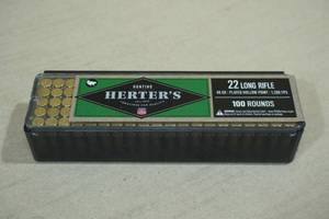100 Herters .22 LR 40 Gr Plated HP Ammo