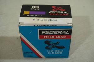 25 Federal Field Load 16 Gauge 8 Shot Shotshells