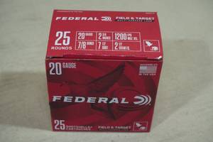25 Federal Field & Target 20 Gauge 2-34 7.5 Shot Shotshells