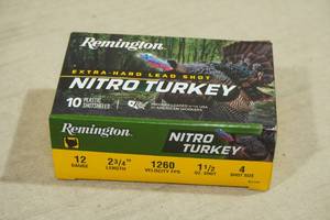 10 Remington Nitro Turkey 12 Gauge 2-34 4 Shot Shotshells