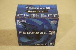 25 Federal Game Load 12 Gauge 2-34 6 Shot Shotshells