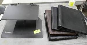 lot 14 image: Lenovo Laptop stand and 4 leather portfolios