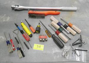 lot 54 image: Large socket wrench, screwdrivers and nut drivers