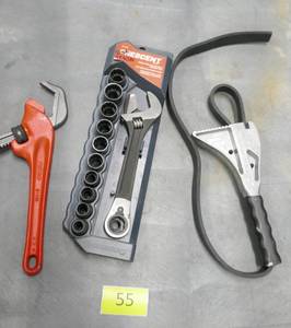 lot 55 image: Crescent socket wrench set, filter wrench