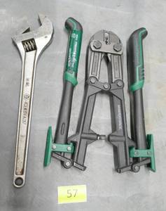 lot 57 image: Compact bolt cutters, Crescent adjustable wrench