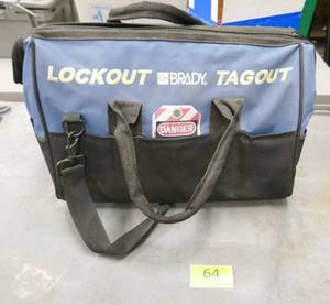 lot 64 image: Bag of Brady lockout tagout items