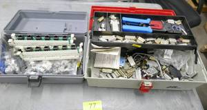lot 77 image: 2 tool boxes full of computer cable connectors and crimping tool