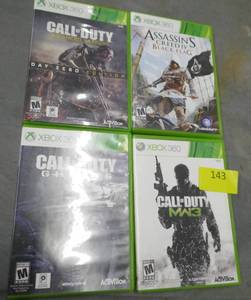 lot 143 image: FOUR XBOX 360 games - Call of Duty, Assassins Creed IV