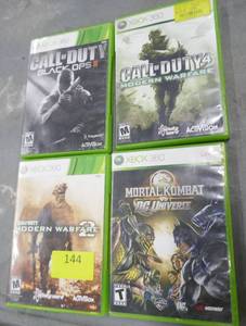 lot 144 image: FOUR XBOX 360 games - Call of Duty, Mortal Kombat