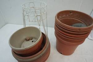 Outside Planters and 2 metal white plant stand