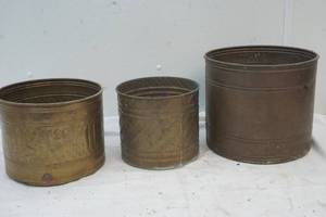 3 Brass Round planters