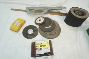 Sand Paper, sanding block, grinder wheels, measuring guide