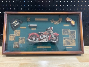 lot 38 image: Motorcycle Collage in Glass Case