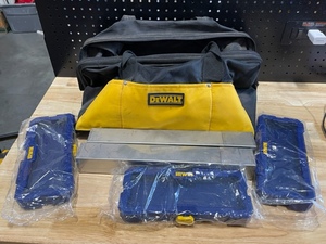 lot 39 image: DeWalt Tool Bag, Irwin Cases, Homemade Welding Rod Holders