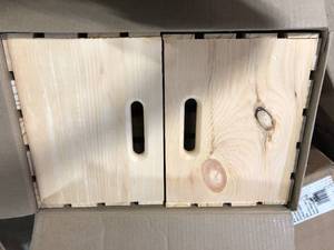 11 Boxes of Crates & Pallet 18 in. x 12.5 in. x 9.5 in. Large Wood Crate (3-Pack)  Customer Returns See Pictures