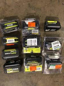Lot of Assorted Ryobi 40V Lithium Batteries Various Sizes and Conditions Customer Returns See Pictures