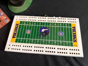 lot 329 image: Minnesota Vikings Game Day Set Includes Animated Dancing NFL Hamster, Cribbage Board, Sports Hoffbrau Mug and Snack Football