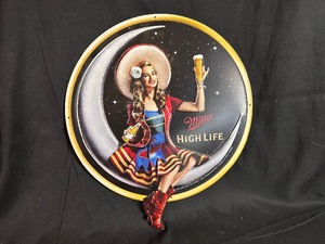 lot 330 image: Vintage Miller High Life Metal Sign Witch Brew Moon