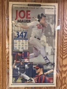 lot 451 image: Framed Joe Mauer Pioneer Press Front Page - 2006 American League Batting Champion