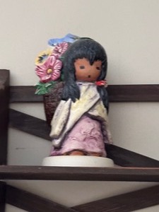 lot 491 image: Retired Goebel Chirldren DeGrazia Sunglower Girl, Ettore De Grazia Flower Boy Figurines, and Vintage Mexican Clay Souvenier Bank
