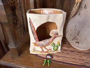 lot 496 image: Vintage Circa 1980s Rustic Unglazed Earthenware Tabletop Vase, Ceramic Vase and Figurine