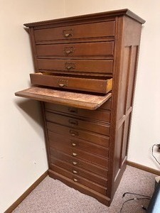 lot 316 image:  Video Added  Early 20th Century Oak Map CabinetFlat File Cabinet in Good Condition