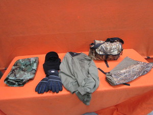 lot 42 image: Game Bags, Rain Gear, Hat, Gloves, Wind Shirt